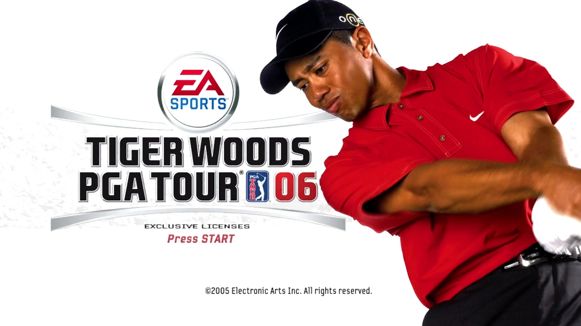 Tiger Woods PGA Tour 06 title screen for Xbox 360